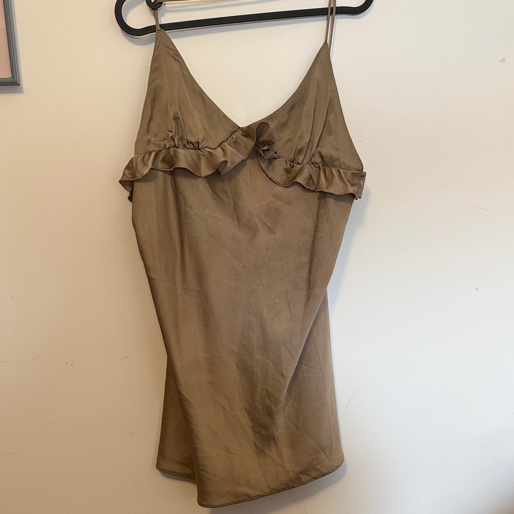 Elegant Brown Ruffle Camisole dress